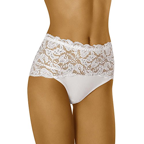 Wolbar WB414 Dame Slip Unterhose Hoher Bund Unterwäsche, Weiß,L von Wolbar