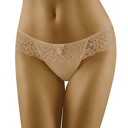 Wolbar Damen Sexy Tanga-Strings Spitze Miederslip Slips Mit Tiefer Hüftlinie WB09, Beige,L von Wolbar