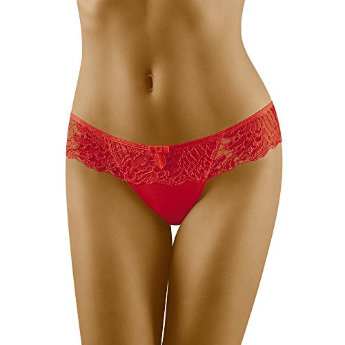 Wolbar Damen Sexy Tanga-Strings Spitze Miederslip Slips Mit Tiefer Hüftlinie WB09, Rot,M von Wolbar