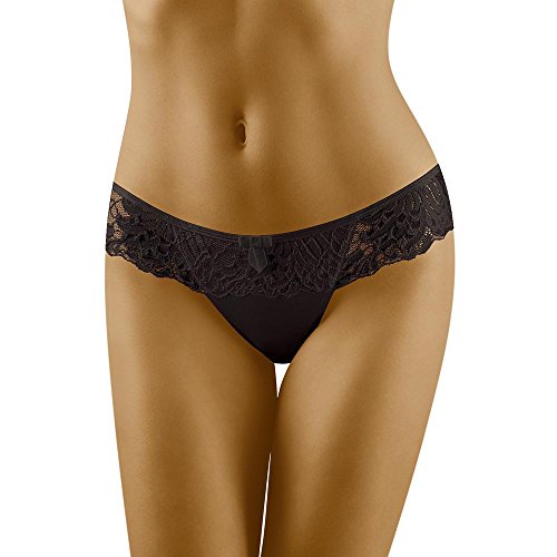 Wolbar Damen Sexy Tanga-Strings Spitze Miederslip Slips Mit Tiefer Hüftlinie WB09, Schwarz,M von Wolbar