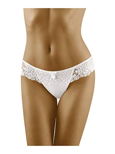 Wolbar Damen Sexy Tanga-Strings Spitze Miederslip Slips Mit Tiefer Hüftlinie WB09, Weiß,M von Wolbar