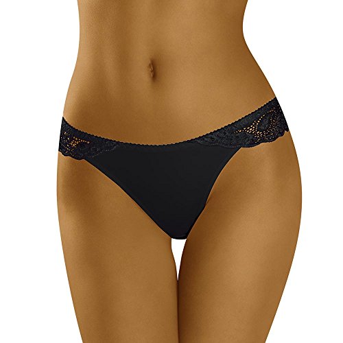 Wolbar Zauberhafter Damen String Mit Rüsche WB28, Schwarz,S von Wolbar