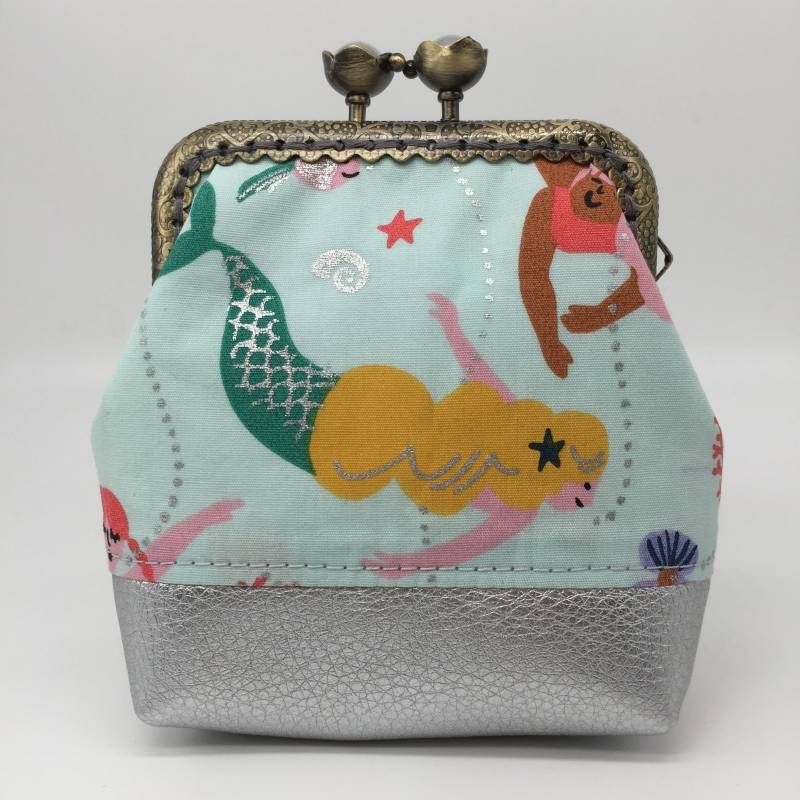 Clipbörse Stoff Portemonnaie Mädchen Geldbörse Geldbeutel Täschchen Münzbeutel Meerjungfrau Seejungfrau Fischweib von WoleaHandmade