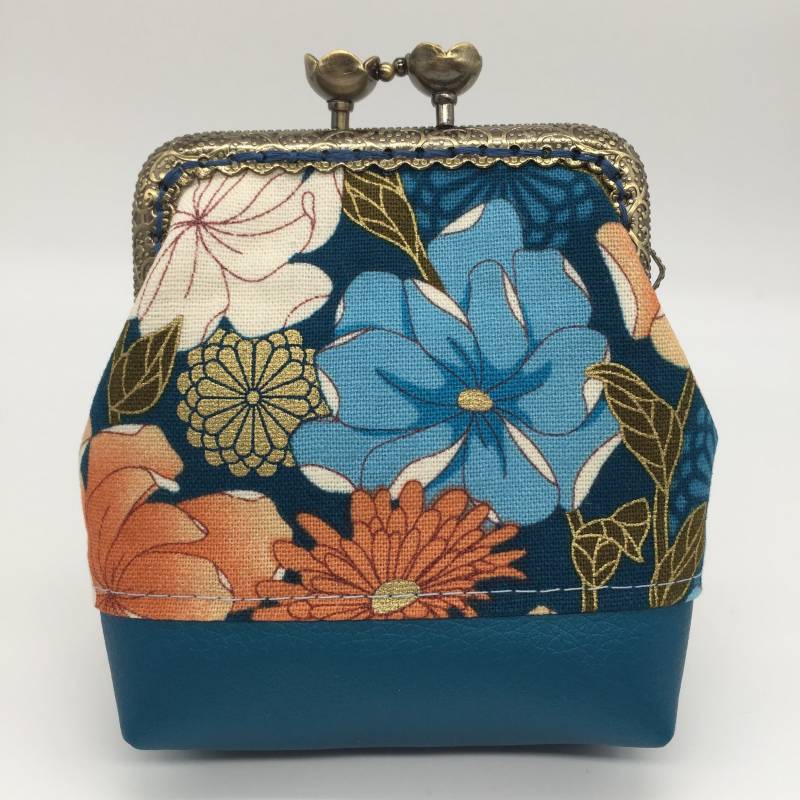 Damen Clipbörse Stoff Portemonnaie Frau Täschchen Münzbörse Gelb Blumen Frühling Blümchen Flower von WoleaHandmade