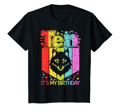 Kinder 10. Geburtstag Junge Mädchen 10 Jahre alt Geburtstag Wolf T-Shirt Kinder 10. Geburtstag Junge Mädchen 10 Jahre alt Geburtstag Wolf T-Shirt von Wolf Birthday Party For Boys And Girls
