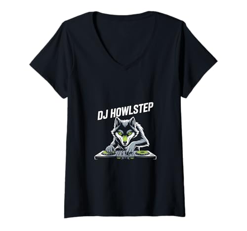 Damen DJ Howlstep Wolf EDM Dubstep Rave Club Night Mix T-Shirt mit V-Ausschnitt Damen DJ Howlstep Wolf EDM Dubstep Rave Club Night Mix T-Shirt mit V-Ausschnitt von Wolf DJ EDM Dubstep Rave Club Festival Mix