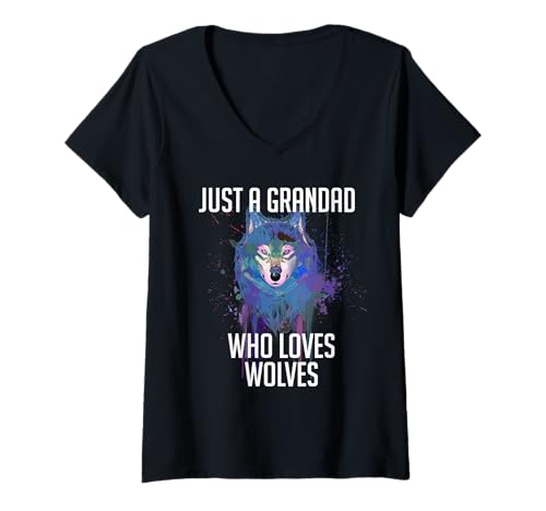 Damen Nur EIN Opa, der Wölfe liebt T-Shirt mit V-Ausschnitt Damen Nur EIN Opa, der Wölfe liebt T-Shirt mit V-Ausschnitt von Wolf Des Co