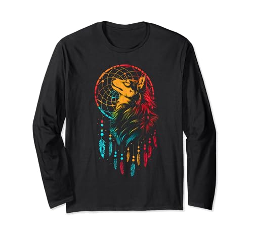Traumfänger, Motiv: Wolf, Tierliebhaber, Jungen, Mädchen, Kinder Langarmshirt Traumfänger, Motiv: Wolf, Tierliebhaber, Jungen, Mädchen, Kinder Langarmshirt von Wolf Dreamcatcher ByAxis1