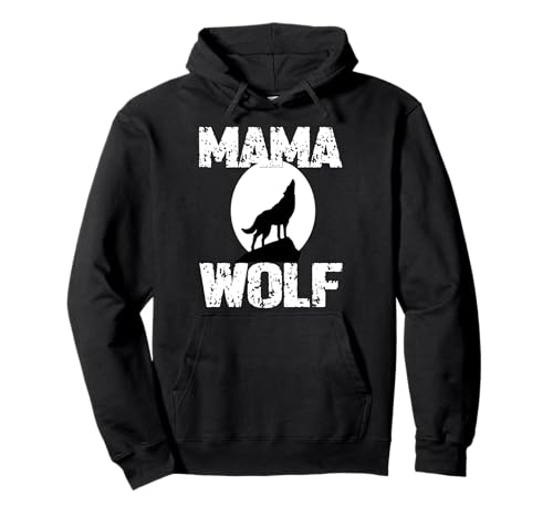 Mama Wolf Matching Family Tribe Wolves Moon Woman Pullover Hoodie von Wolf Family Tees NYC