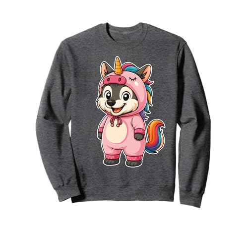 Kawaii Wolf im Einhorn Kostüm für Mädchen Kinder Einhorn Liebhaber Sweatshirt Kawaii Wolf im Einhorn Kostüm für Mädchen Kinder Einhorn Liebhaber Sweatshirt von Wolf In Unicorn Costume Kawaii Design