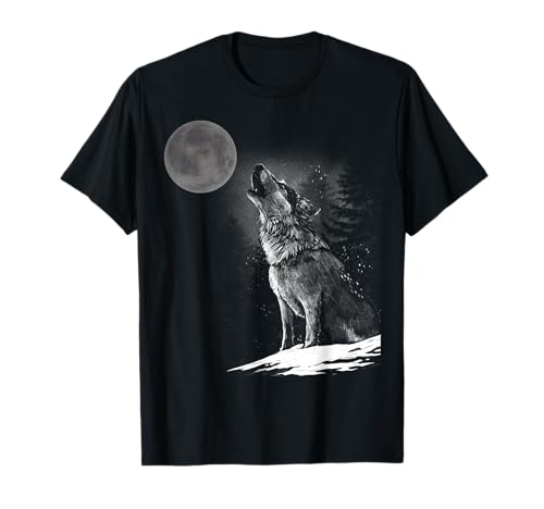 Heulender Wolf Heulend bei Mond für Damen & Herren T-Shirt Heulender Wolf Heulend bei Mond für Damen & Herren T-Shirt von Wolf Lovers Apparel