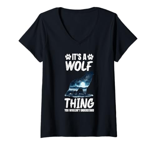 Damen Alpha Wolf DAS IST EIN WOLF DING Lustiges Wolfsrudel T-Shirt mit V-Ausschnitt Damen Alpha Wolf DAS IST EIN WOLF DING Lustiges Wolfsrudel T-Shirt mit V-Ausschnitt von Wolf T-Shirt Wölfe Kostüm Wolfsrudel Wolf Spirit