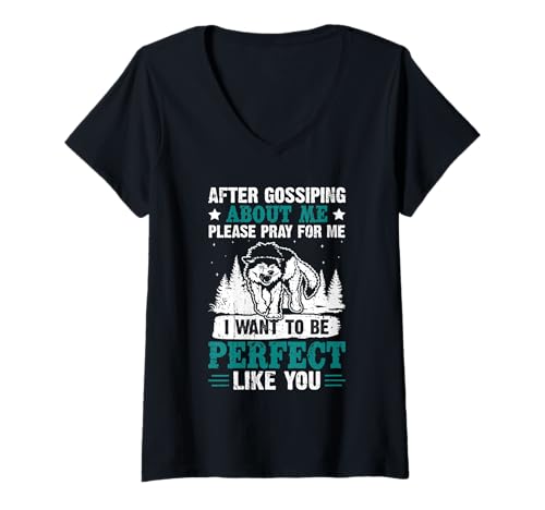 Damen Wolf AFTER GOSSIPING ABOUT ME PRAY Lustig Wölfe T-Shirt mit V-Ausschnitt Damen Wolf AFTER GOSSIPING ABOUT ME PRAY Lustig Wölfe T-Shirt mit V-Ausschnitt von Wolf T-Shirt Wölfe Kostüm Wolfsrudel Wolf Spirit