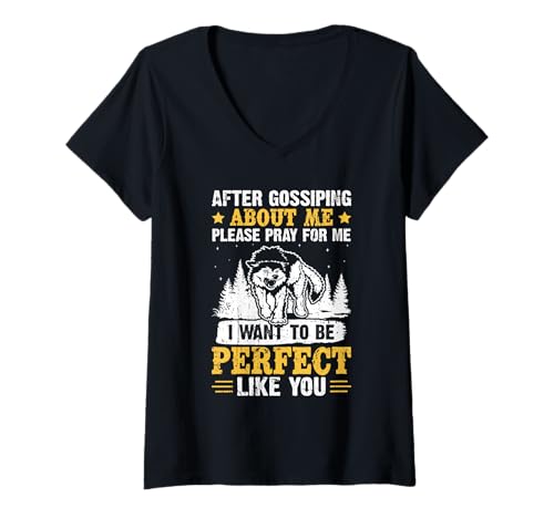 Damen Wolf AFTER GOSSIPING ABOUT ME PRAY Lustig Wölfe T-Shirt mit V-Ausschnitt Damen Wolf AFTER GOSSIPING ABOUT ME PRAY Lustig Wölfe T-Shirt mit V-Ausschnitt von Wolf T-Shirt Wölfe Kostüm Wolfsrudel Wolf Spirit