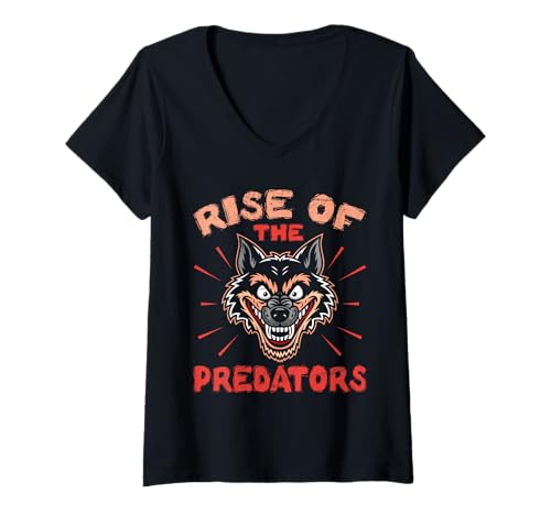 Damen Wolf Kostüm RISE OF PREDATORS Lustiges Wolfsrudel T-Shirt mit V-Ausschnitt Damen Wolf Kostüm RISE OF PREDATORS Lustiges Wolfsrudel T-Shirt mit V-Ausschnitt von Wolf T-Shirt Wölfe Kostüm Wolfsrudel Wolf Spirit