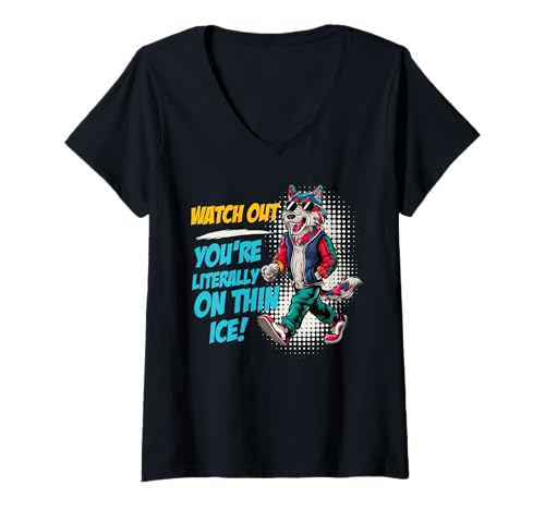 Damen Wolf Spirit GUTEN MORGEN? GANZ DÜNNES EIS Lustig Wölfe T-Shirt mit V-Ausschnitt Damen Wolf Spirit GUTEN MORGEN? GANZ DÜNNES EIS Lustig Wölfe T-Shirt mit V-Ausschnitt von Wolf T-Shirt Wölfe Kostüm Wolfsrudel Wolf Spirit