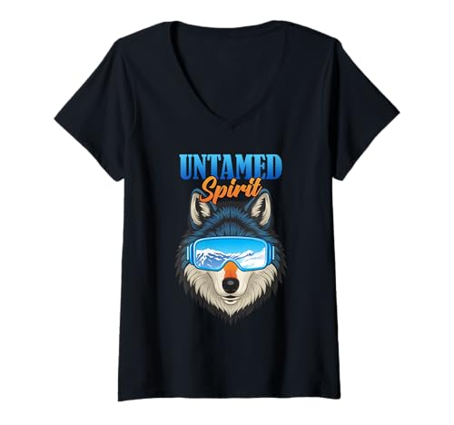 Damen Wolf Spirit UNTAMED SPIRIT Wolfsrudel Lustig Wölfe T-Shirt mit V-Ausschnitt Damen Wolf Spirit UNTAMED SPIRIT Wolfsrudel Lustig Wölfe T-Shirt mit V-Ausschnitt von Wolf T-Shirt Wölfe Kostüm Wolfsrudel Wolf Spirit