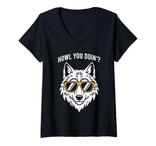Damen Wolf Spirit WAS GEHT WOLF? Lustiges Wölfe T-Shirt mit V-Ausschnitt Damen Wolf Spirit WAS GEHT WOLF? Lustiges Wölfe T-Shirt mit V-Ausschnitt von Wolf T-Shirt Wölfe Kostüm Wolfsrudel Wolf Spirit