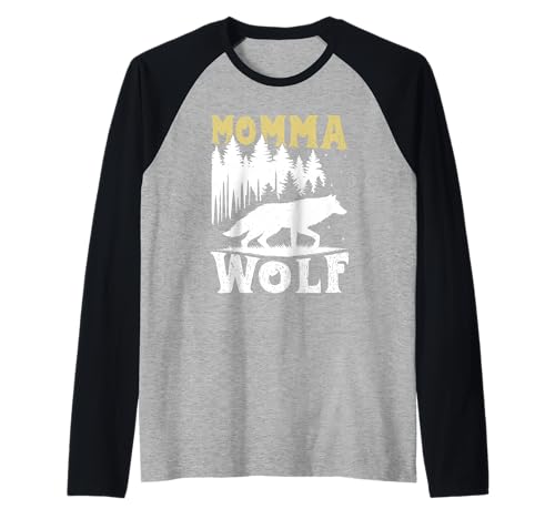 Mütter MAMA WOLF Wolfsrudel Alpha Wölfin Lustig Wölfe Raglan von Wolf T-Shirt Wölfe Kostüm Wolfsrudel Wolf Spirit