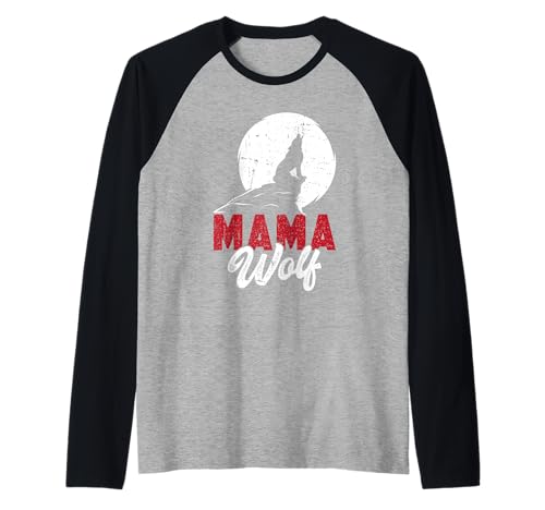 Mütter MAMA WOLF Wolfsrudel Alpha Wölfin Lustig Wölfe Raglan von Wolf T-Shirt Wölfe Kostüm Wolfsrudel Wolf Spirit