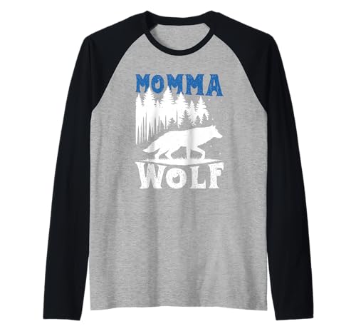Mütter MAMA WOLF Wolfsrudel Alpha Wölfin Lustig Wölfe Raglan von Wolf T-Shirt Wölfe Kostüm Wolfsrudel Wolf Spirit