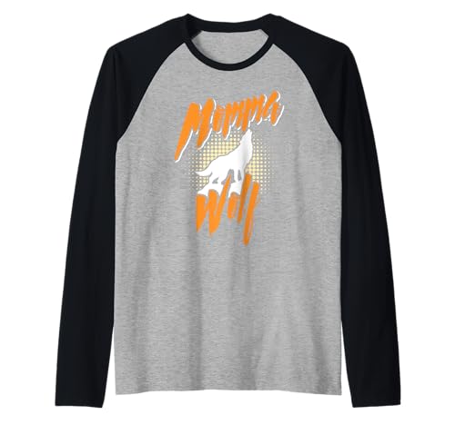 Mütter MAMA WOLF Wolfsrudel Alpha Wölfin Lustig Wölfe Raglan von Wolf T-Shirt Wölfe Kostüm Wolfsrudel Wolf Spirit