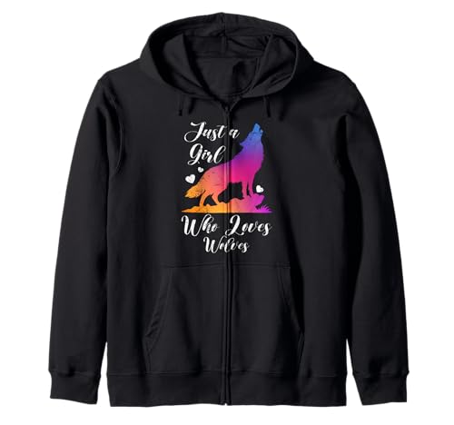 Wolf Spirit JUST A GIRL WHO LOVES WOLVES Lustig Wölfe Kapuzenjacke von Wolf T-Shirt Wölfe Kostüm Wolfsrudel Wolf Spirit