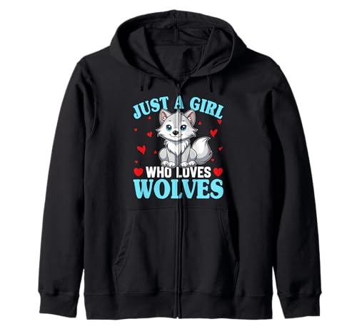 Wolf Spirit JUST A GIRL WHO LOVES WOLVES Lustig Wölfe Kapuzenjacke von Wolf T-Shirt Wölfe Kostüm Wolfsrudel Wolf Spirit