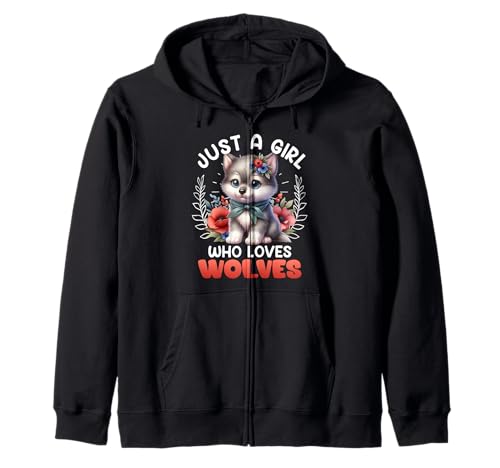 Wolf Spirit JUST A GIRL WHO LOVES WOLVES Lustig Wolf Kapuzenjacke von Wolf T-Shirt Wölfe Kostüm Wolfsrudel Wolf Spirit