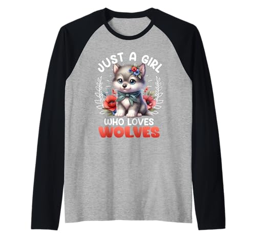 Wolf Spirit JUST A GIRL WHO LOVES WOLVES Lustig Wolf Raglan Wolf Spirit JUST A GIRL WHO LOVES WOLVES Lustig Wolf Raglan von Wolf T-Shirt Wölfe Kostüm Wolfsrudel Wolf Spirit