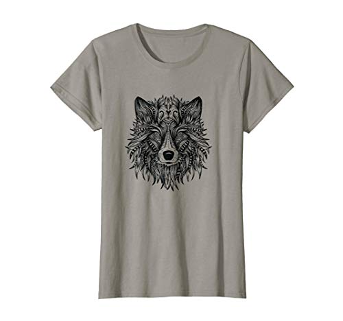 Damen Damen Retro Wolf Tier Natur Wilder Wolf T-Shirt Damen Damen Retro Wolf Tier Natur Wilder Wolf T-Shirt von Wolf Wölfe Natur
