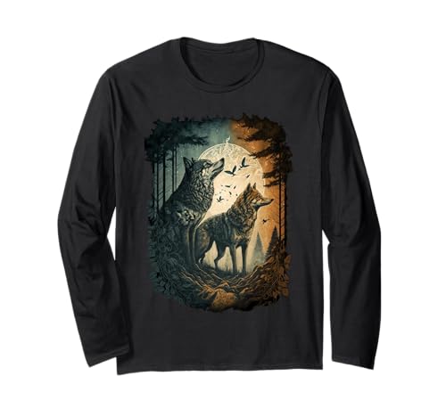Wolf Shirt, Wolf Shirt für Herren, Wolf Tshirt Damen, Wolf mond Langarmshirt Wolf Shirt, Wolf Shirt für Herren, Wolf Tshirt Damen, Wolf mond Langarmshirt von Wolf t shirt, wolf shirt love, wolf shirt for kids