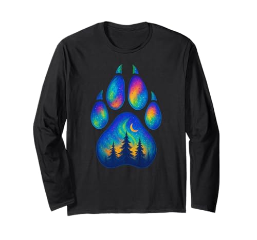 Wolf Paw Aurora Nordlichter Kiefer Baum Jungen Mädchen Kinder Langarmshirt von WolfAxis1