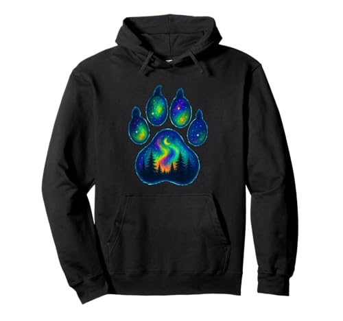 Wolf Paw Pine Tree Aurora Nordlichter Jungen Mädchen Kinder Pullover Hoodie von WolfAxis1