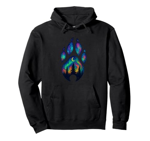 Wolf Paw Pine Tree Aurora Nordlichter Jungen Mädchen Kinder Pullover Hoodie von WolfAxis1