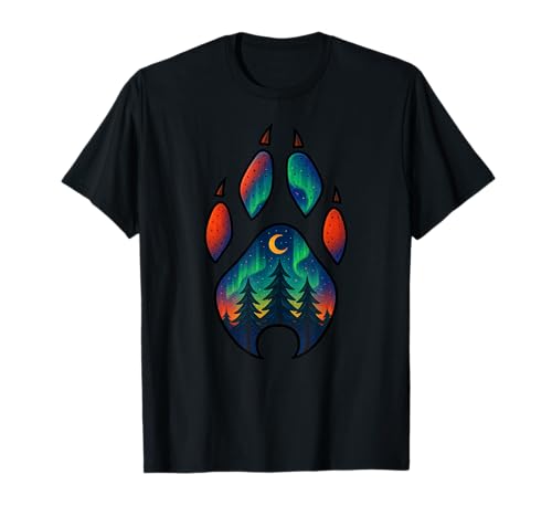 Wolf Paw Pine Tree Aurora Nordlichter Jungen Mädchen Kinder T-Shirt von WolfAxis1