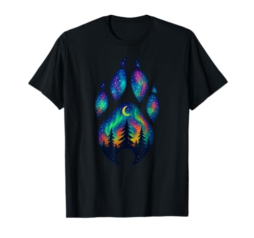 Wolf Paw Pine Tree Aurora Nordlichter Jungen Mädchen Kinder T-Shirt von WolfAxis1