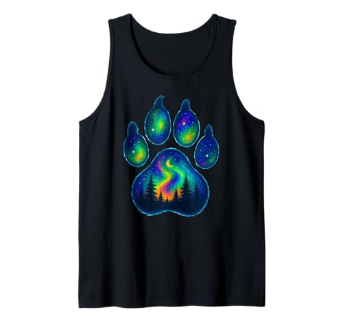 Wolf Paw Pine Tree Aurora Nordlichter Jungen Mädchen Kinder Tank Top von WolfAxis1