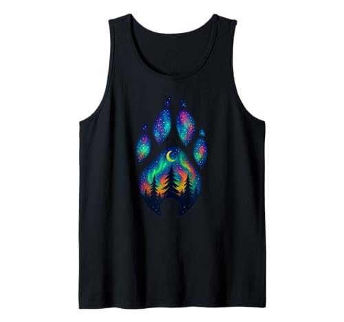 Wolf Paw Pine Tree Aurora Nordlichter Jungen Mädchen Kinder Tank Top von WolfAxis1
