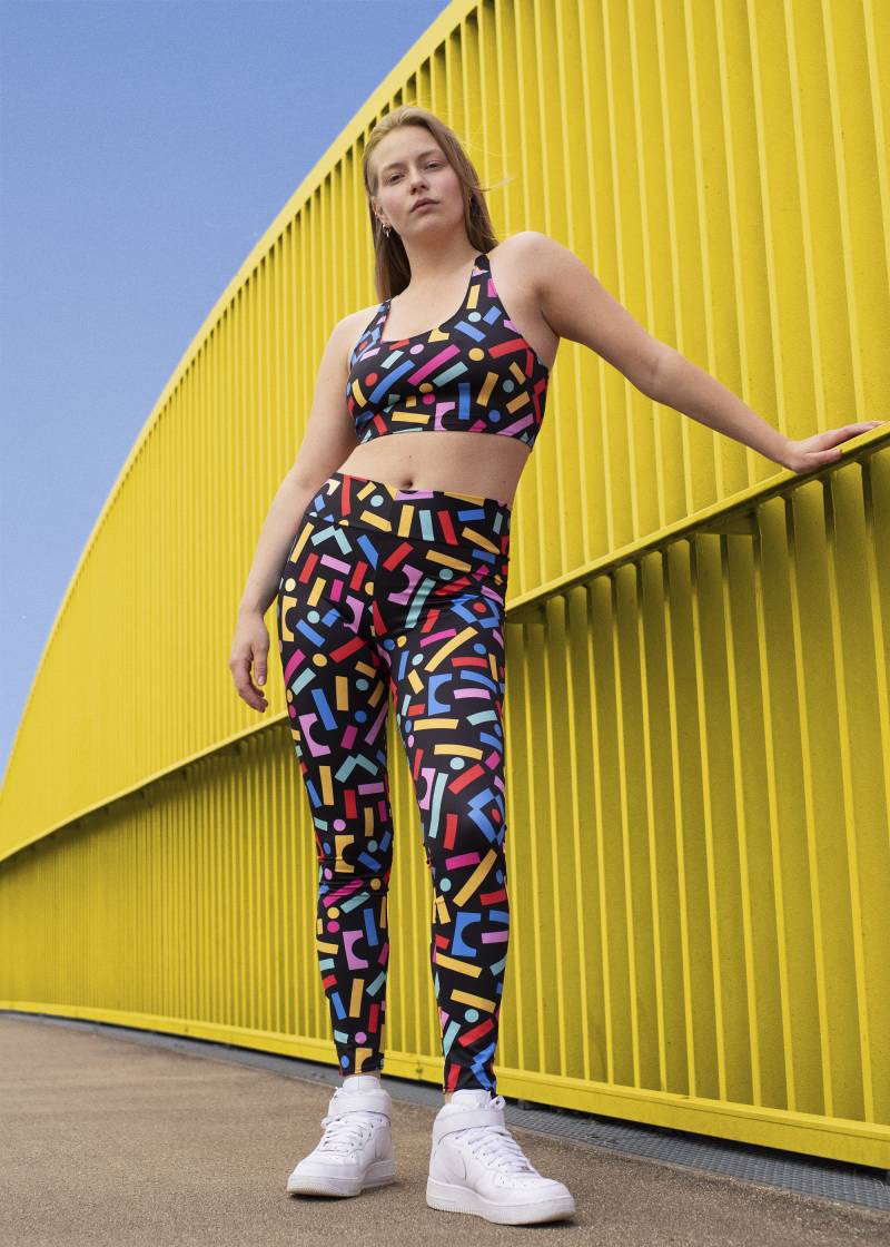 Block Confetti Leggings Mit Hoher Taille, Verrückte Leggings, Bunt Begeistert von WolfRayetLondon
