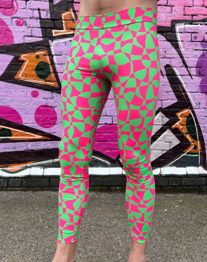 Zirkus Welle Uv Meggings, Kunst Leggings, Verrückte Festival Hose, Bunte Gemusterte Leggings von WolfRayetLondon
