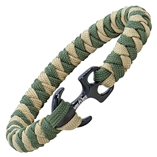 Wolflock Anker Armband – Paracord Armband Schmuck aus Edelstahl für Damen und Herren (gold, schwarz, blau, camo, navy) unisex von Wolflock