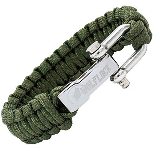 Wolflock Premium Paracord Armband für Männer - Handgeflochten mit Edelstahlverschluss in Army Green von Wolflock