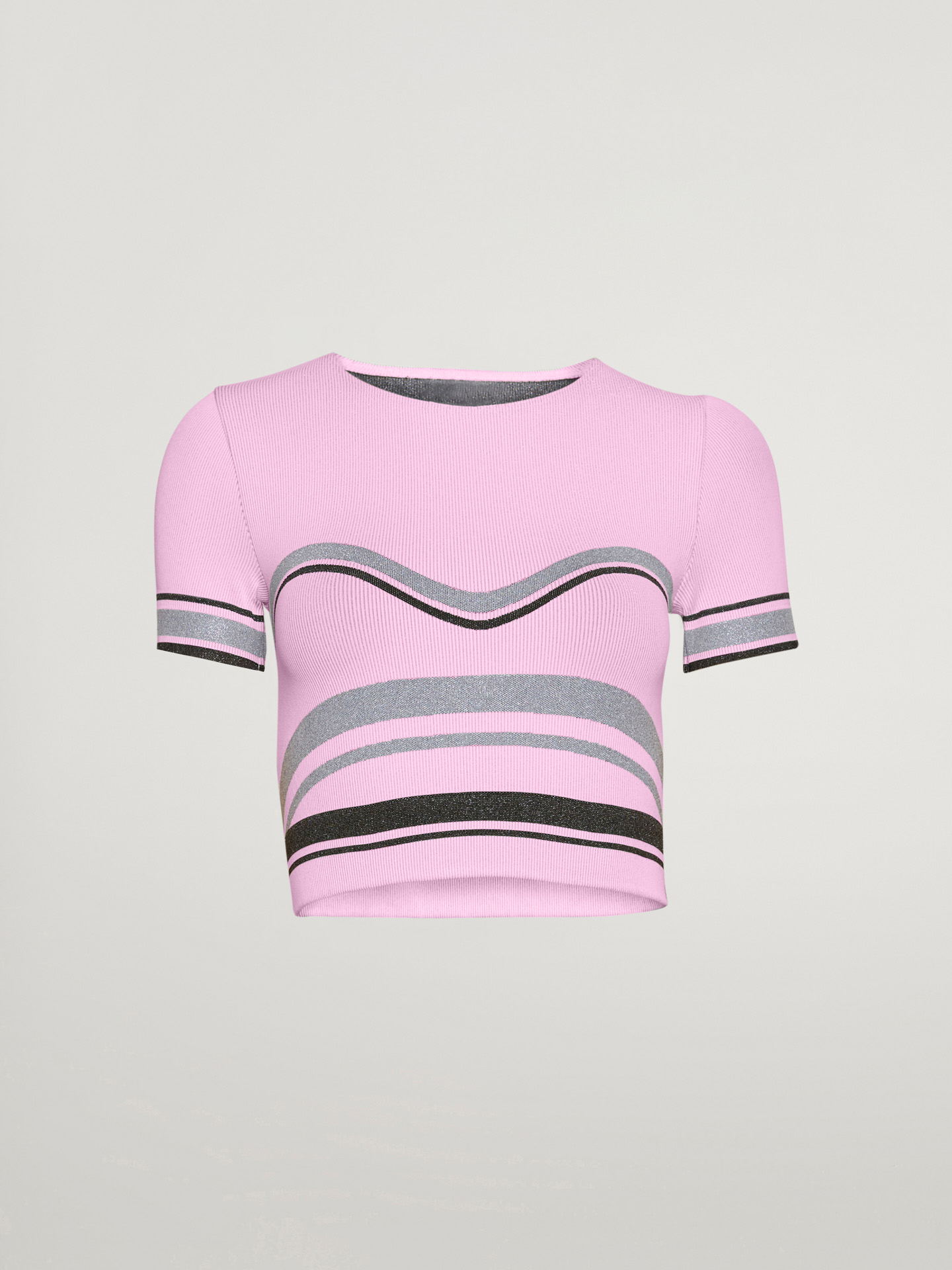 Wolford - Shaping Stripes Crop Top, Frau, prisma pink/silver/black, Größe: S von Wolford