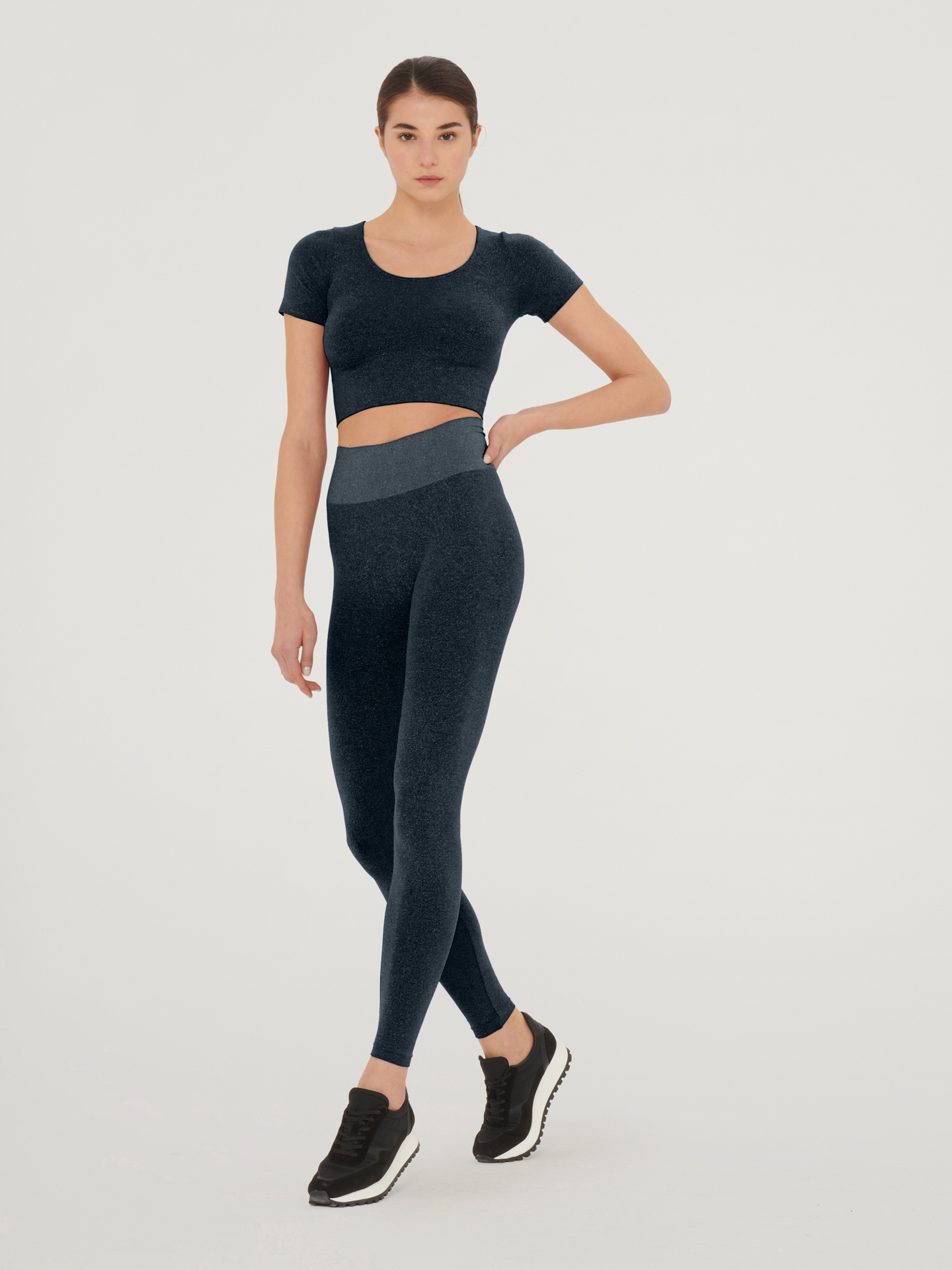 Wolford - Shiny Crop Top, Frau, black/pewter, Größe: L von Wolford