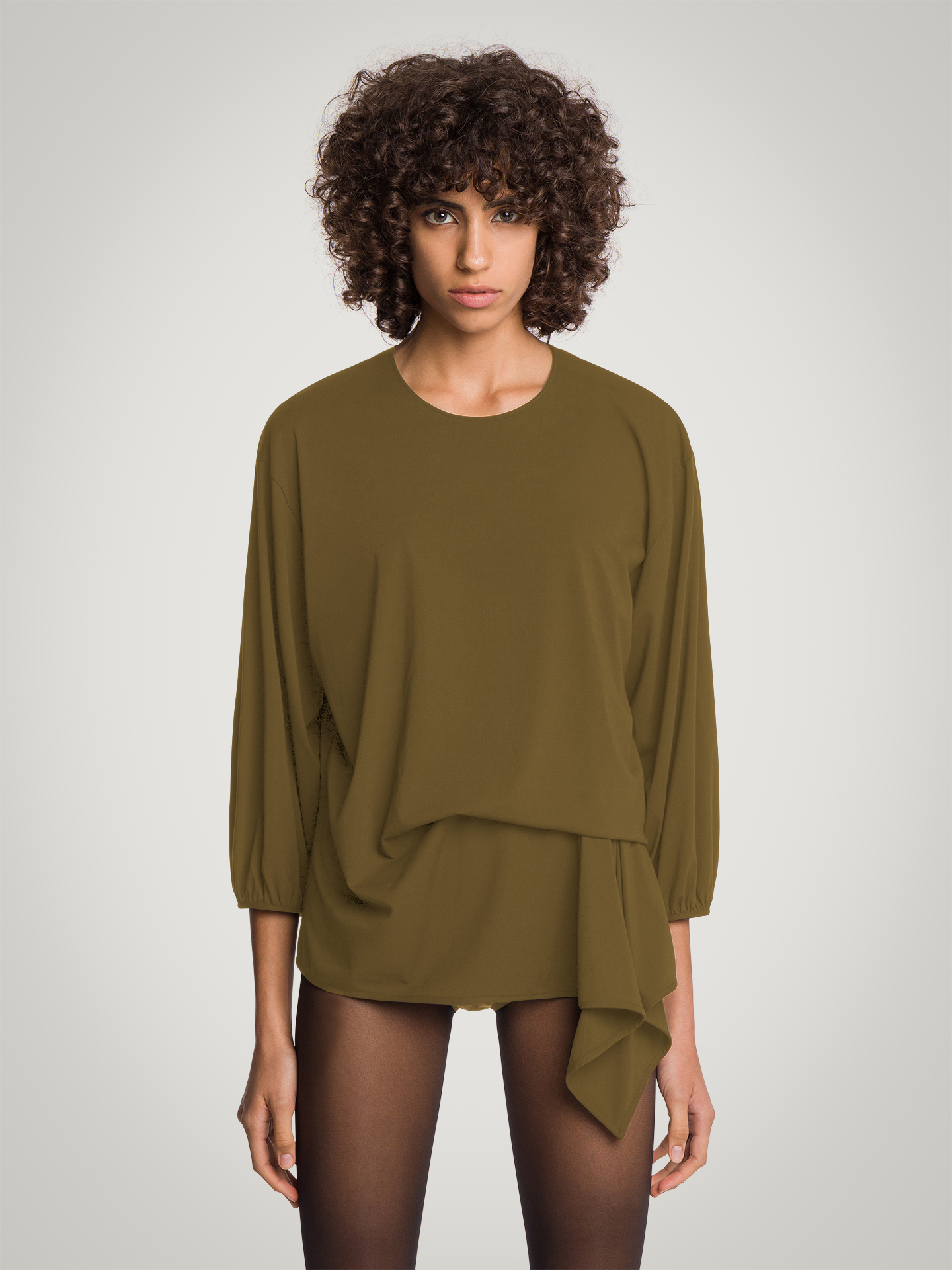 Wolford - Aurora Pure Cut Top LS, Frau, earth green, Größe: L von Wolford