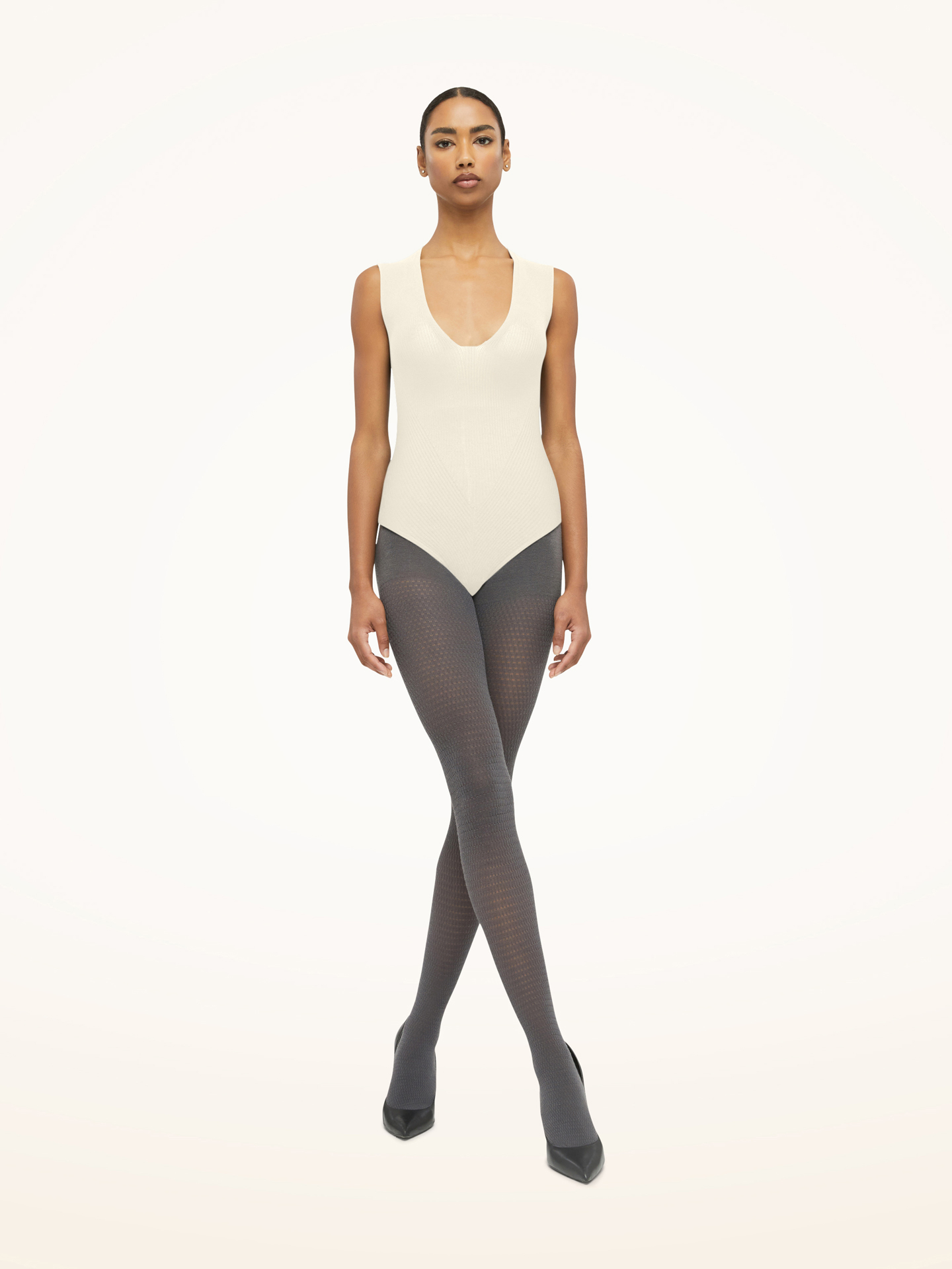 Wolford - Aurora Rib Net Body, Frau, ecrue, Größe: L von Wolford