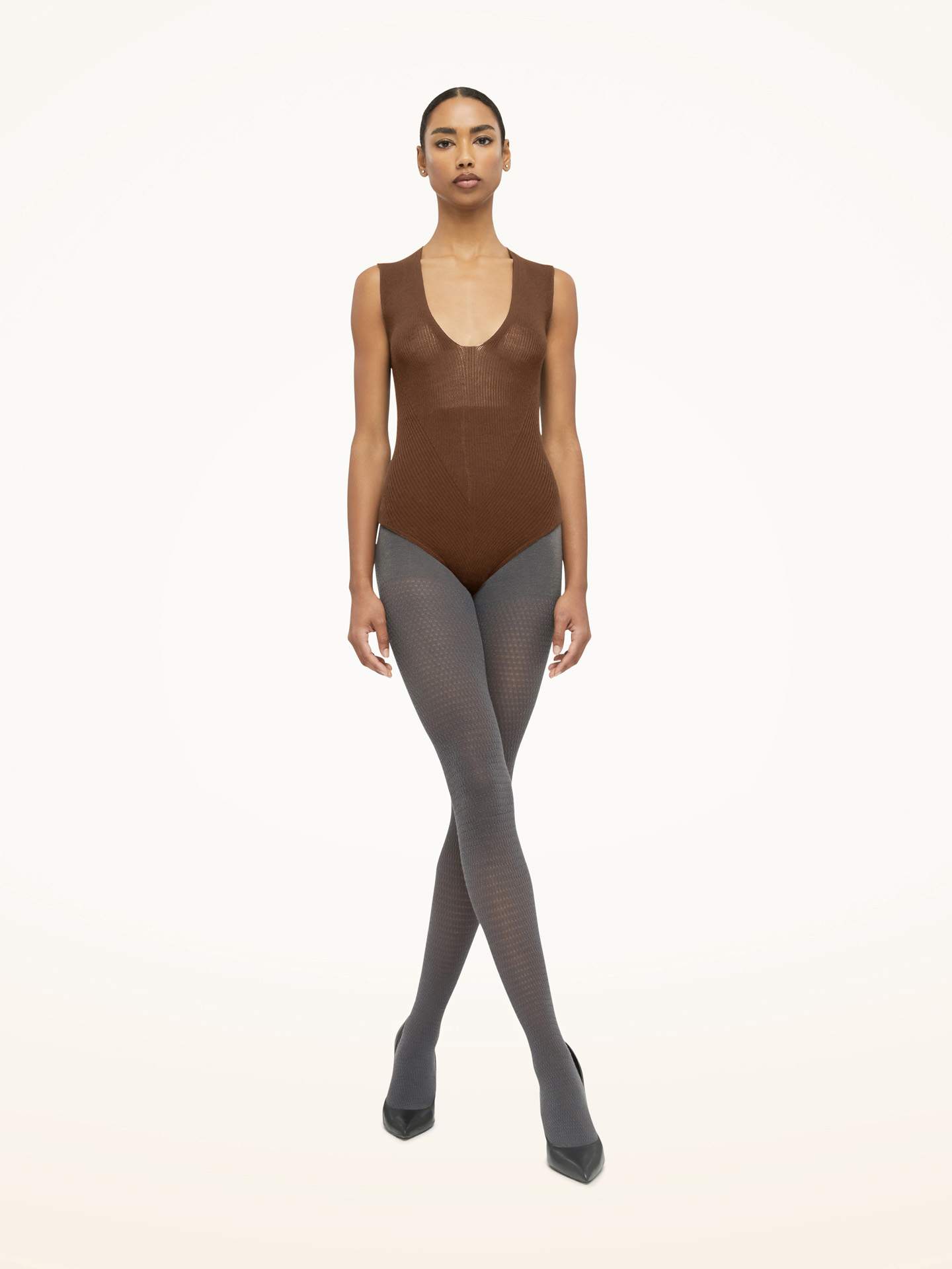 Wolford - Aurora Rib Net Body, Frau, soft cacao, Größe: L von Wolford