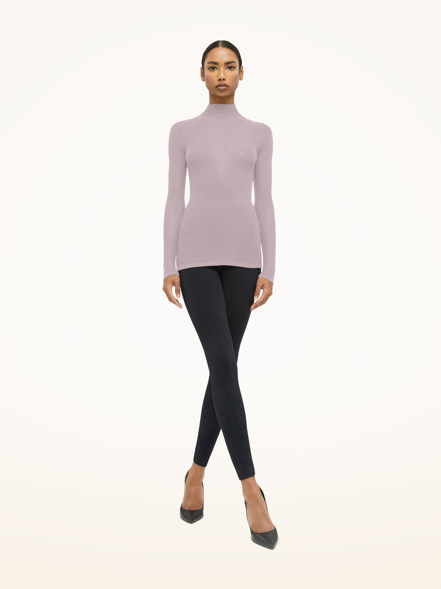 Wolford - Aurora Rib Net Top Long Sleeves, Frau, mauve, Größe: L von Wolford