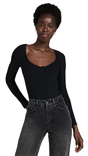 Wolford Damen Henley String Body,Frauen String-Body,Basic,Langarm-Oberteil,Rundhals-Ausschnitt,figurbetont,transparent,Black,L (Large) von Wolford